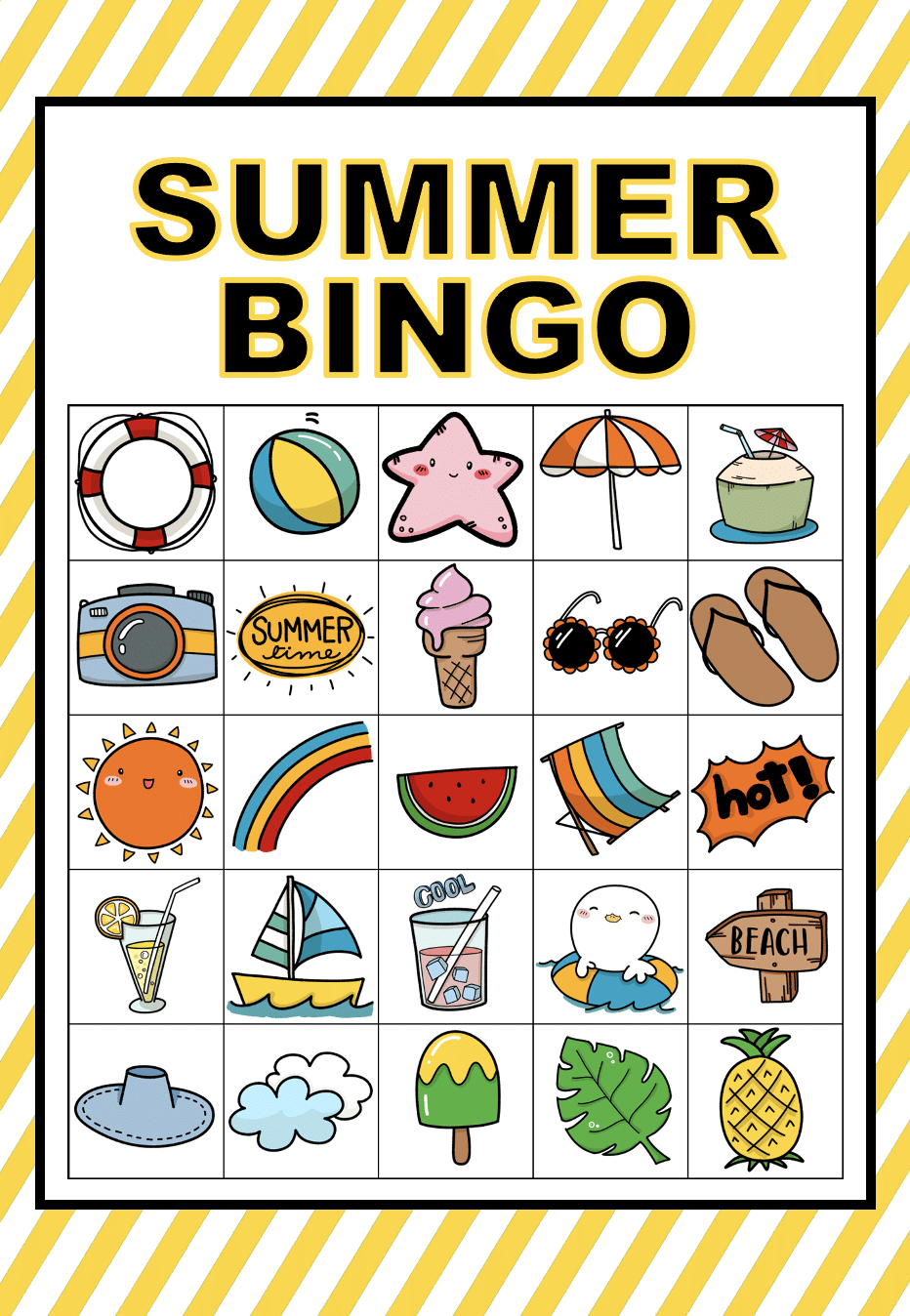 Free Printable Picture Bingo Cards (Summer Edition) - We Made This for Free Printable Bingo Cards For Large Groups