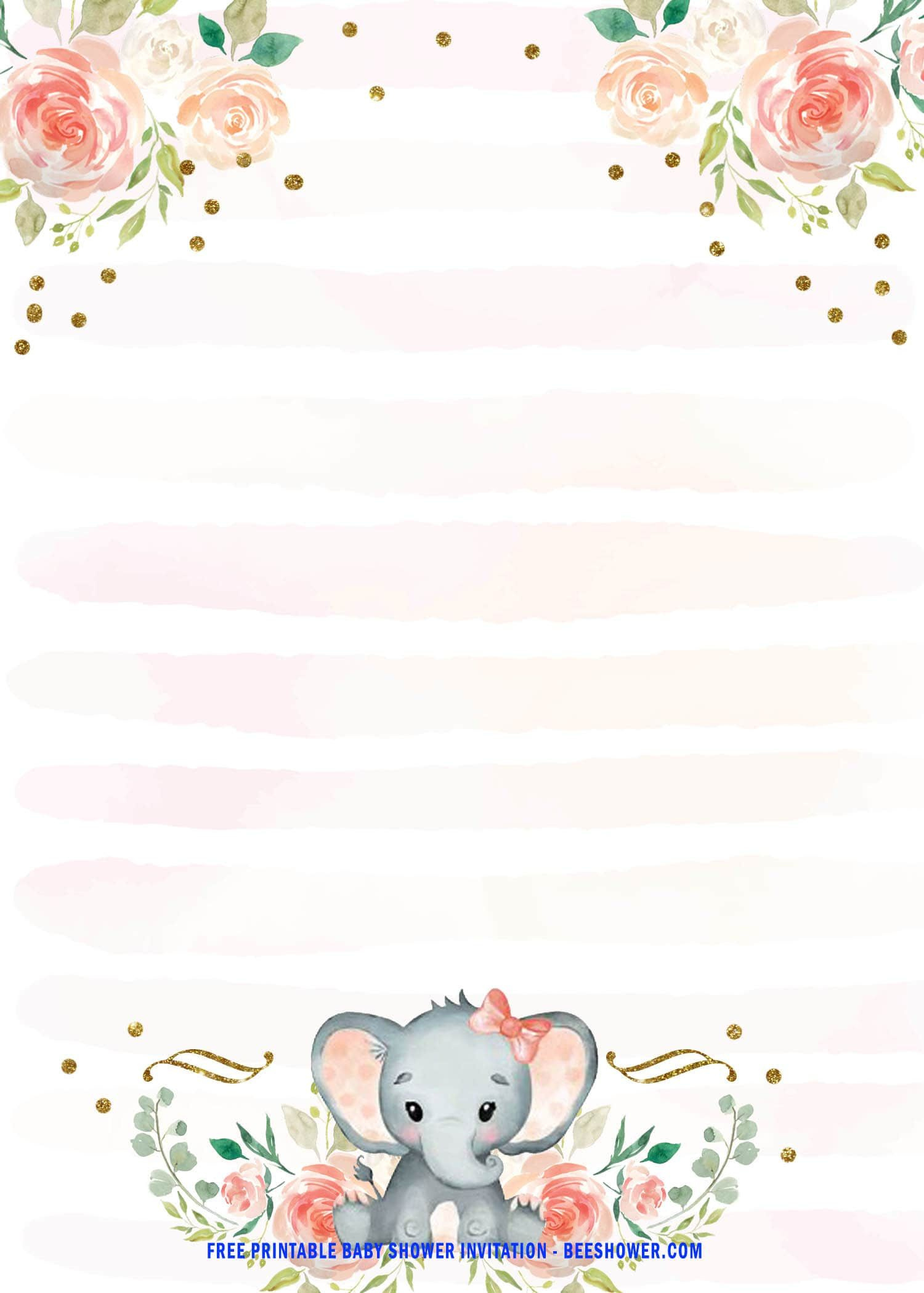 Free Printable Pink Baby Elephant Baby Shower Invitation Templates pertaining to Free Printable Elephant Baby Shower Invitations