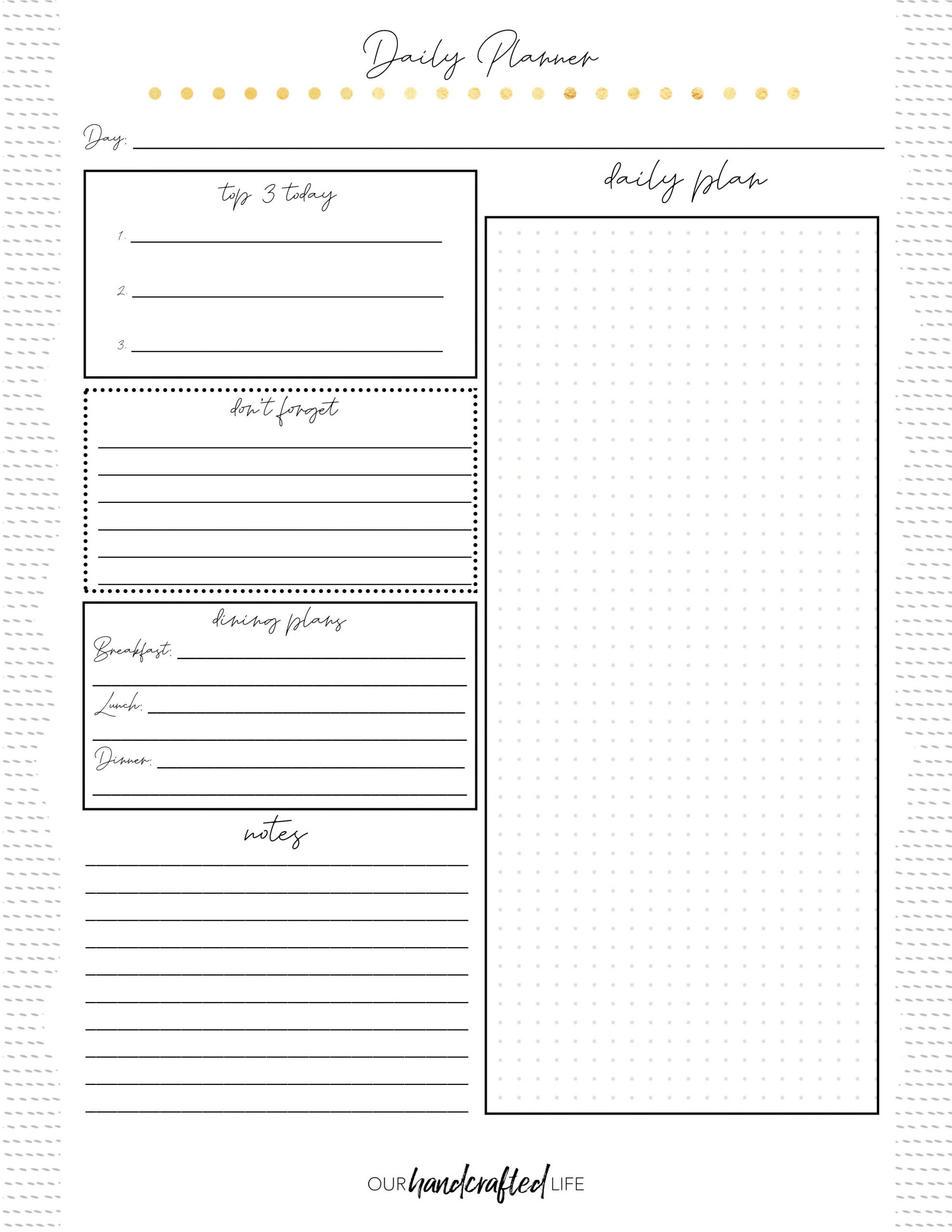 Free Printable Planner Pages - Our Handcrafted Life with Free Printable Diary Pages