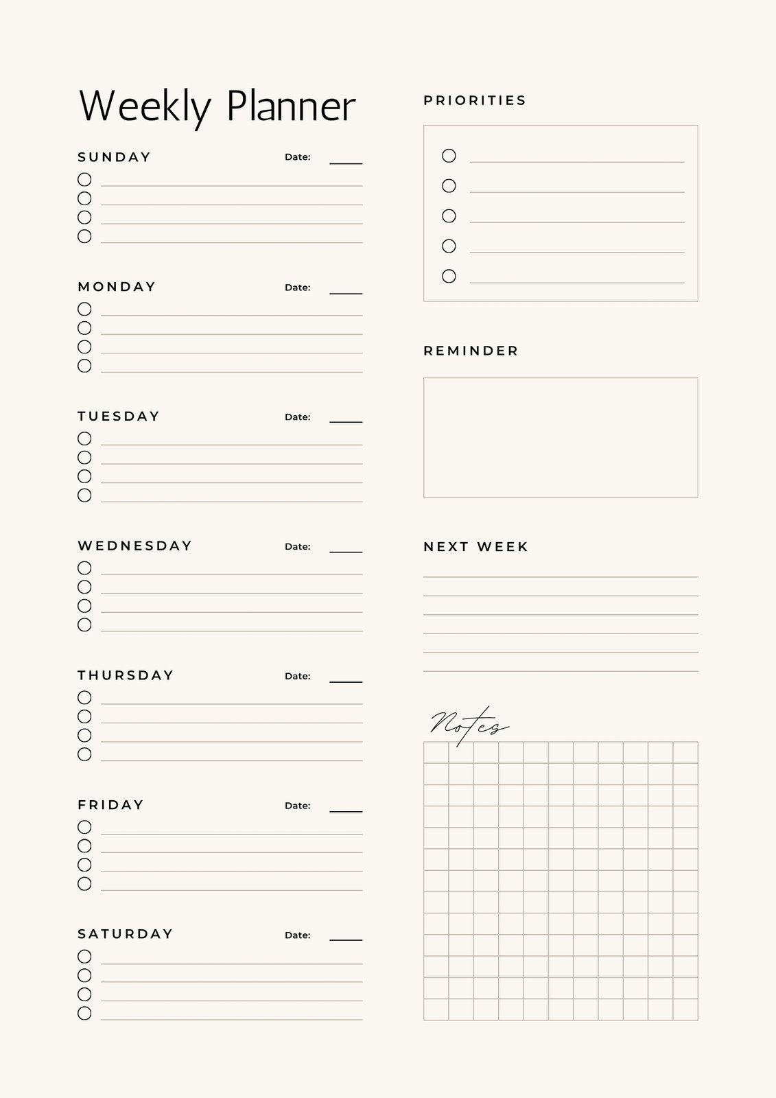 Free, Printable Planner Templates To Customize | Canva intended for Free Printable Diary Pages