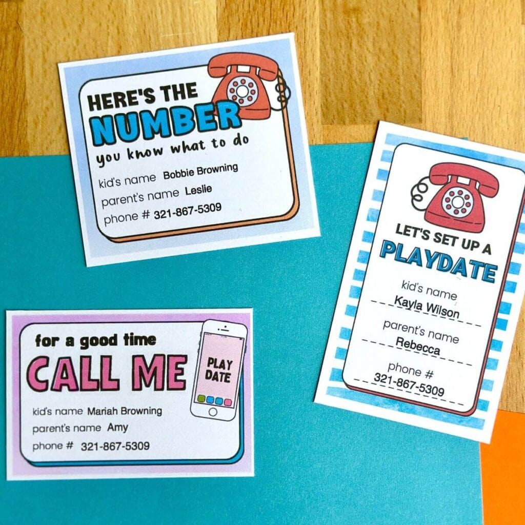 Free Printable Playdate Cards - Like Business Cards For Kids! throughout Play Date Invitations Free Printable