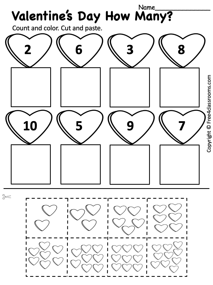 Free Printable Preschool Worksheet - Valentines Day Cut And Paste with regard to Free Printable Preschool Valentine Worksheets