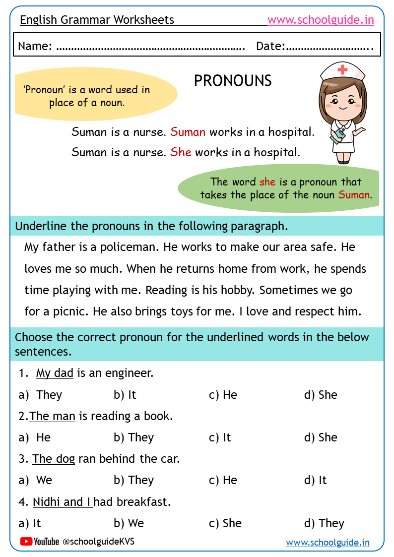 Free Printable Pronouns Worksheets with regard to Free Printable Pronoun Worksheets For 2Nd Grade