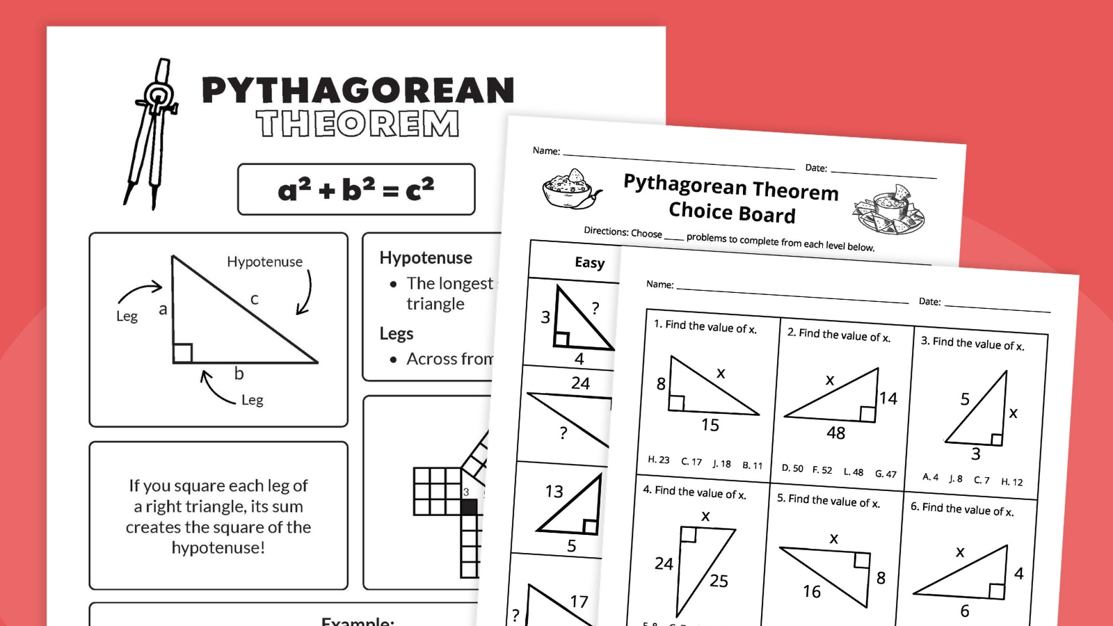 Free Printable Pythagorean Theorem Worksheet Bundle within Free Printable Pythagorean Theorem Worksheets