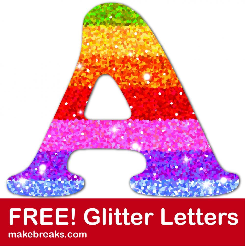 Free Printable Rainbow Glitter Letters - Make Breaks - Worksheets inside Free Printable Rainbow Letters