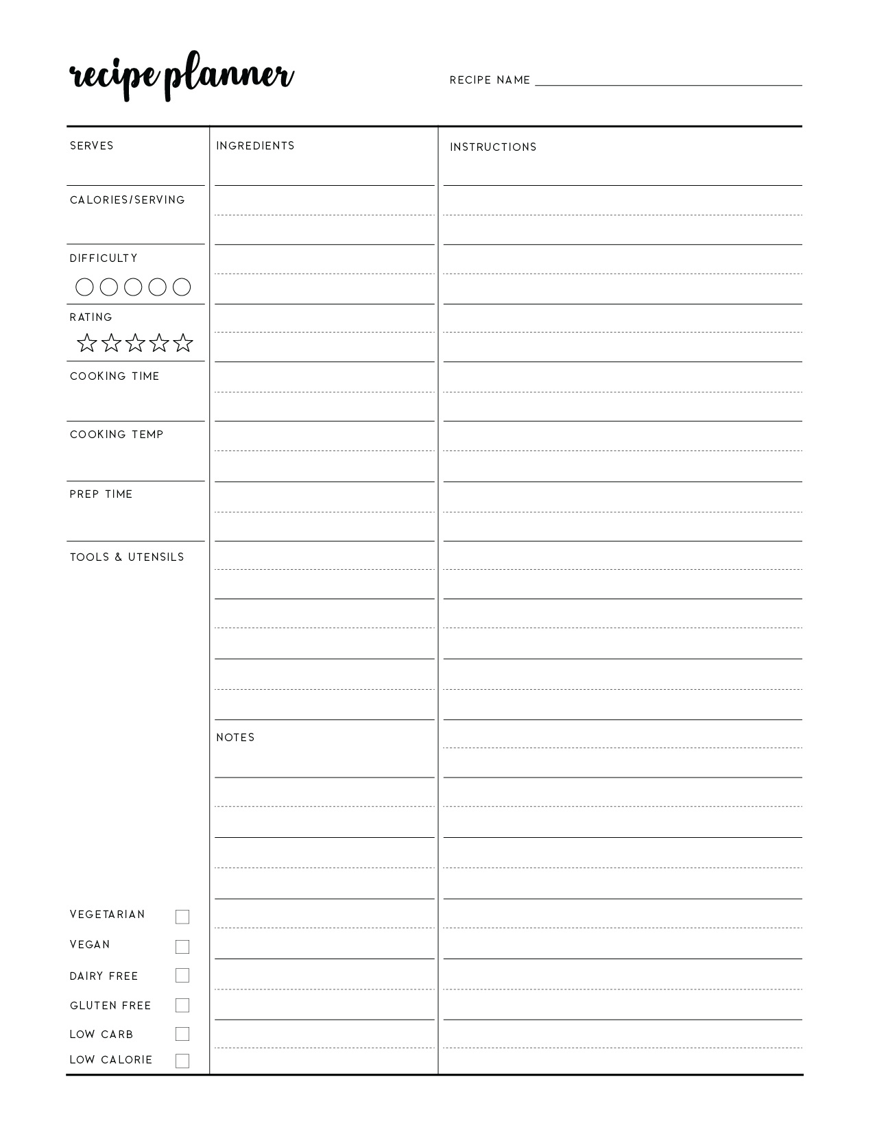 Free Printable Recipe Templates - World Of Printables with regard to Free Printable Recipe Templates