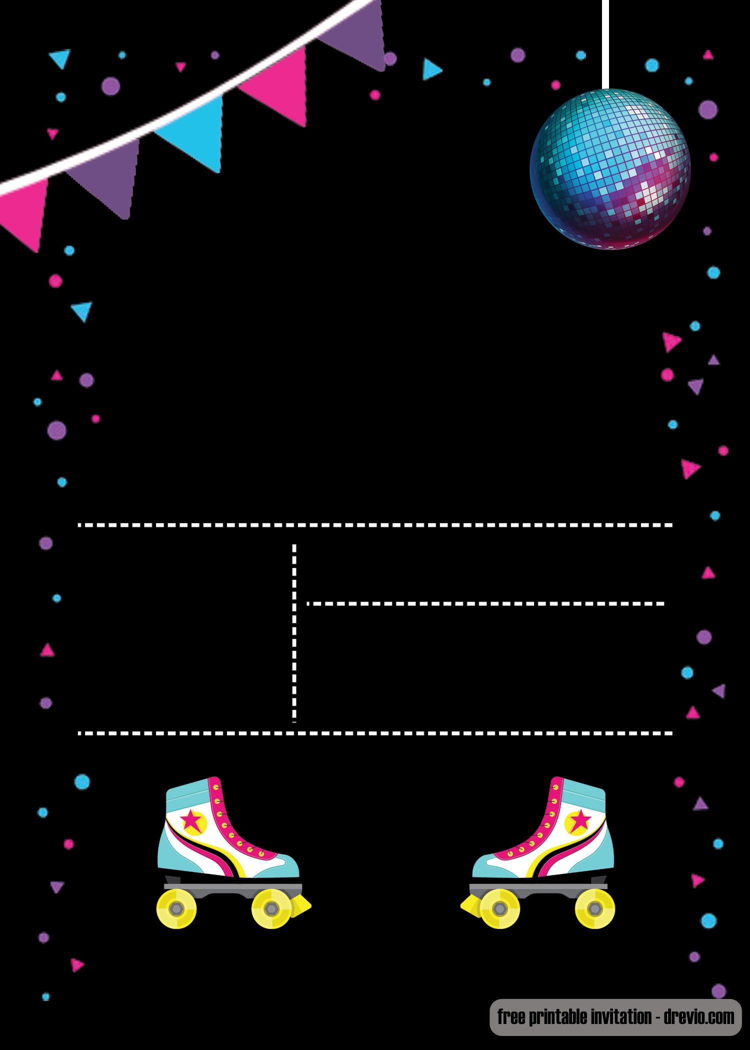 Free Printable Roller Skating Invitation Template regarding Free Printable Roller Skate Template