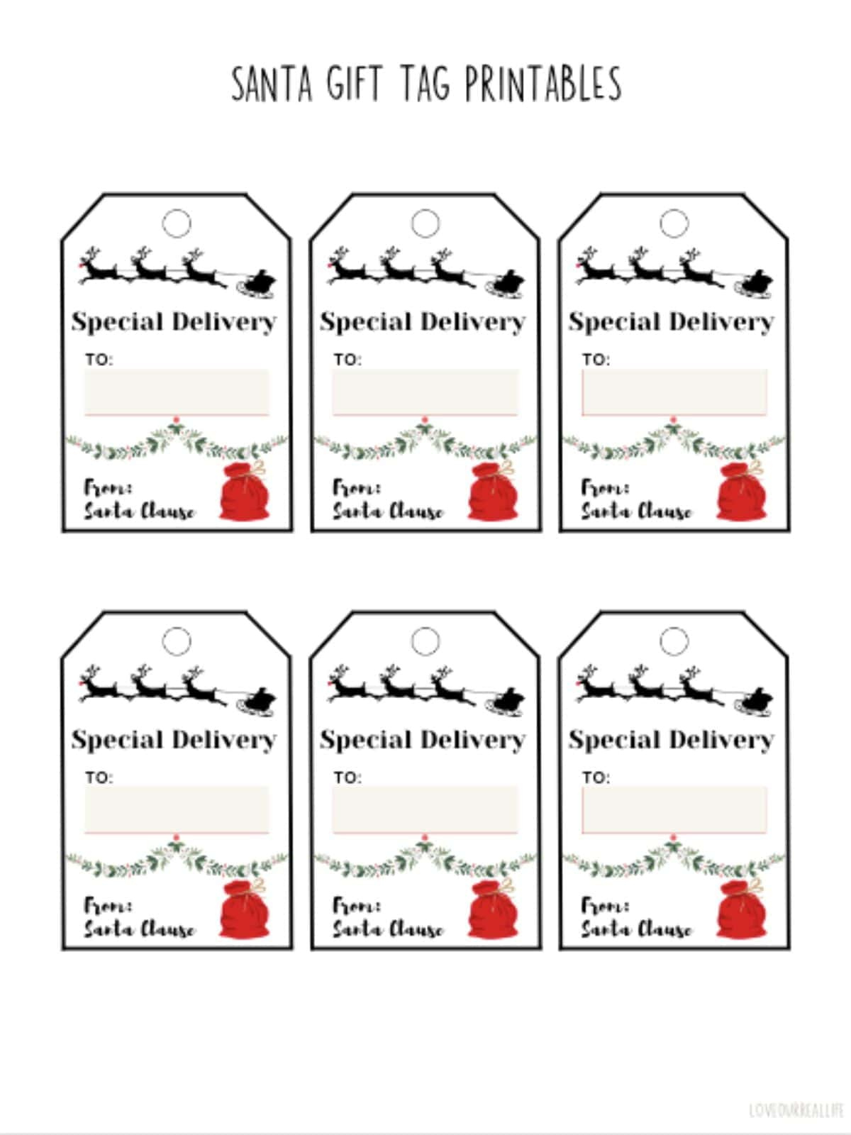 Free Printable Santa Gift Tags (Download Instantly To Print inside Free Printable Santa Gift Tags
