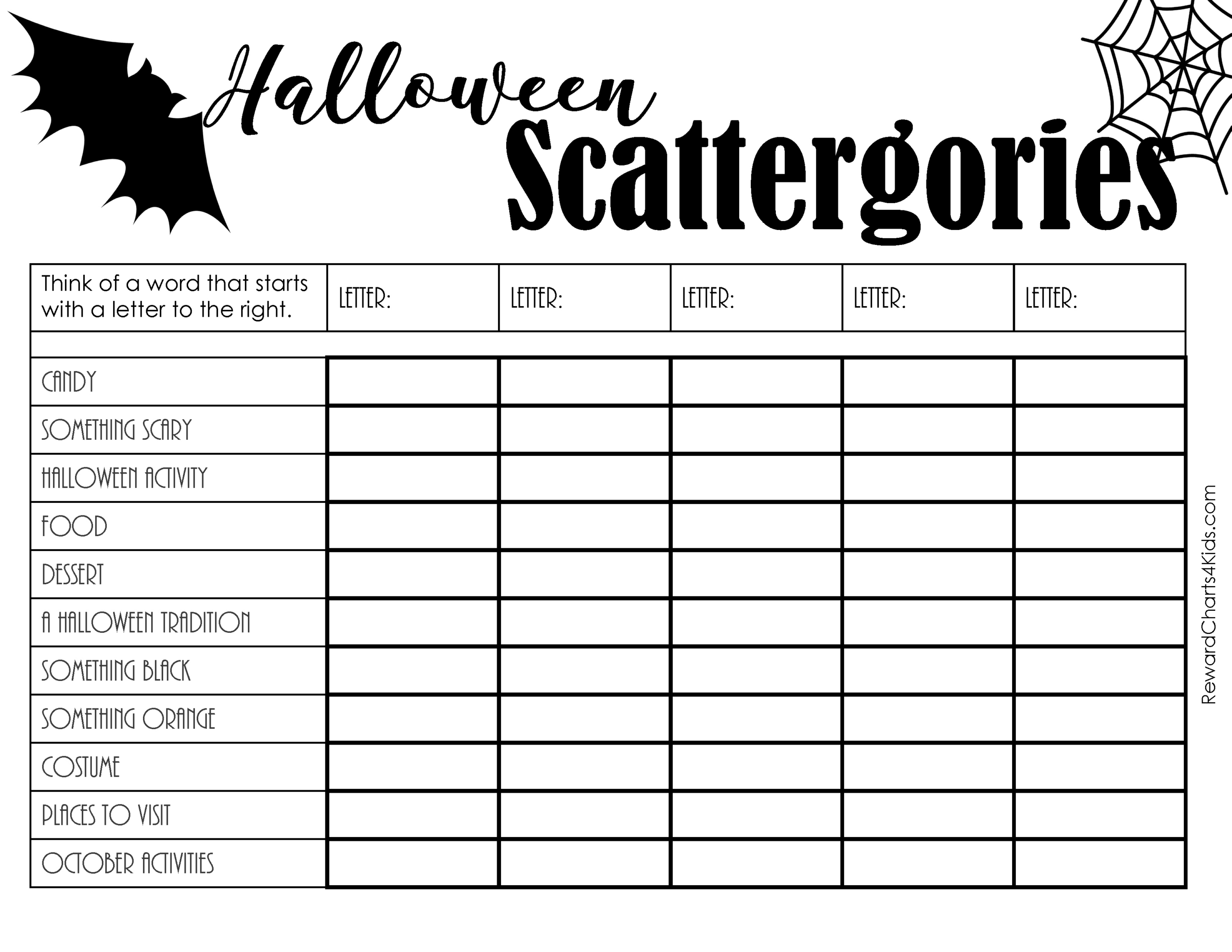 Free Printable Scattergories Lists | Instant Download pertaining to Scattergories Free Printable Sheets