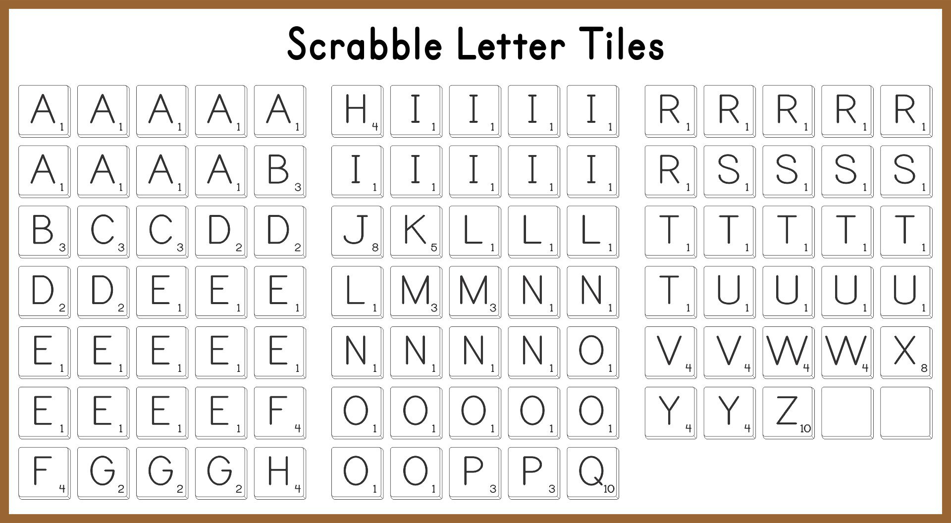 Free Printable Scrabble Tiles - Great Replacement Or Lunch Game in Free Printable Scrabble Tiles