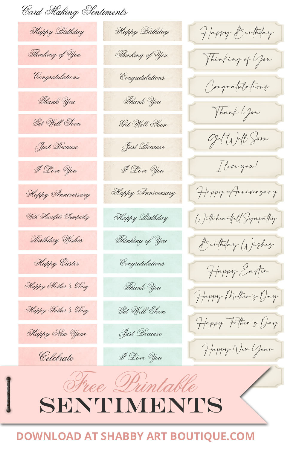 Free Printable Sentiments For Card Making - Shabby Art Boutique in Free Printable Greeting Card Sentiments