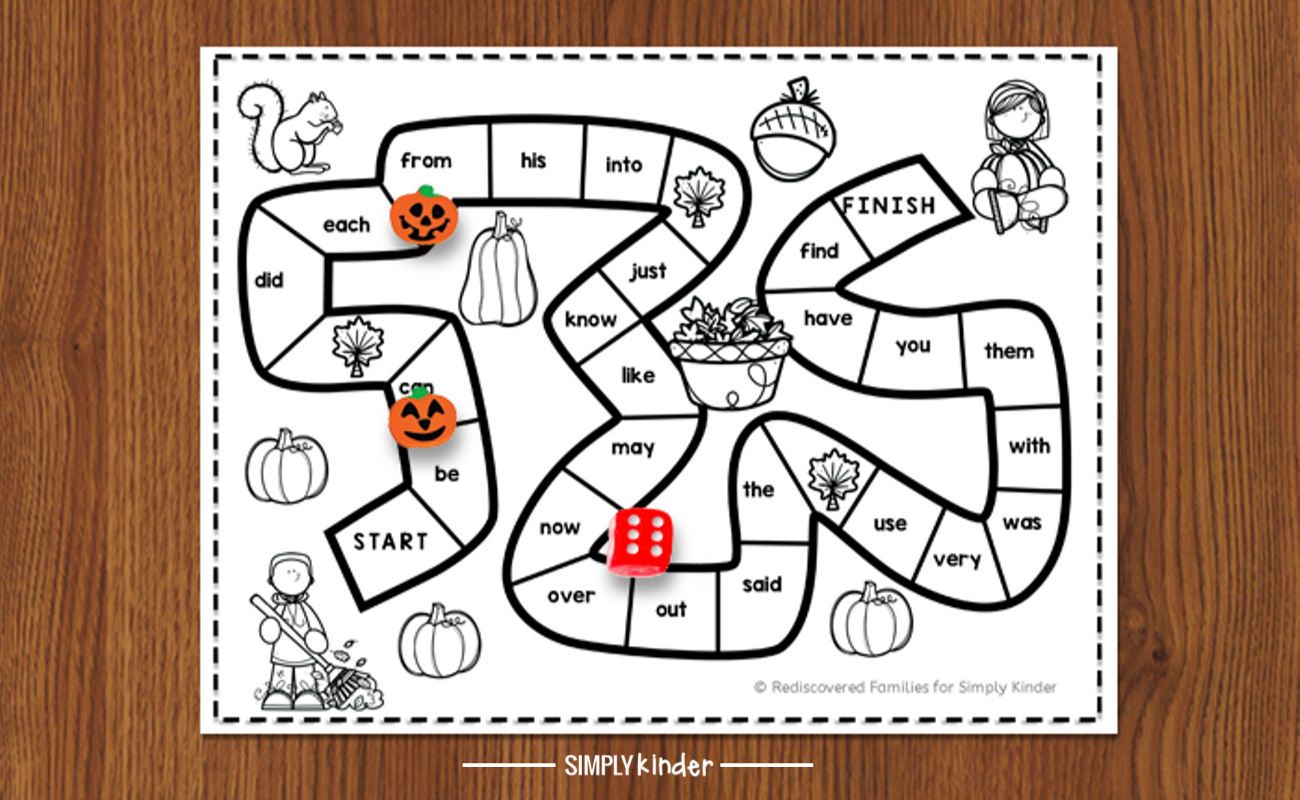 Free Printable Sight Word Game To Make For Fall - Simply Kinder in Free Printable Word Games