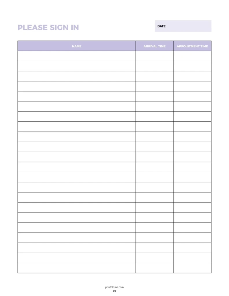 Free Printable Sign In Sheets - 24 Sign In Sheet Pdfs inside Free Printable Sign In Sheet Template