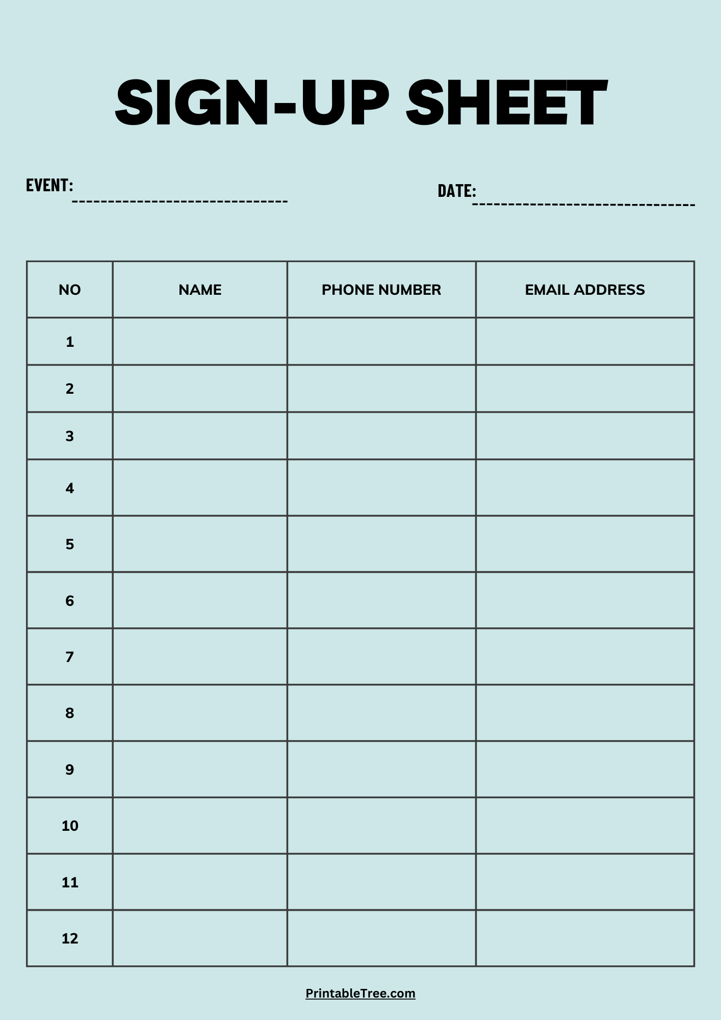 Free Printable Sign-Up And Sign-In Sheet Pdf Templates intended for Free Printable Sign Up Sheet