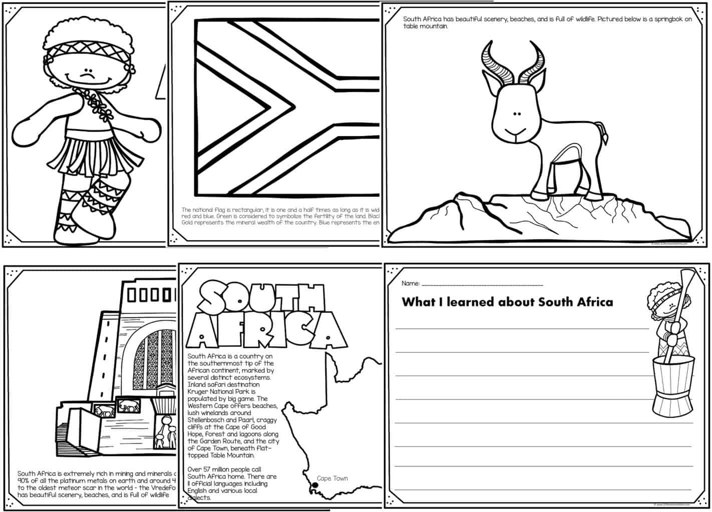 Free Printable South Africa Coloring Pages For Kids inside Free Printable Worksheets On Africa