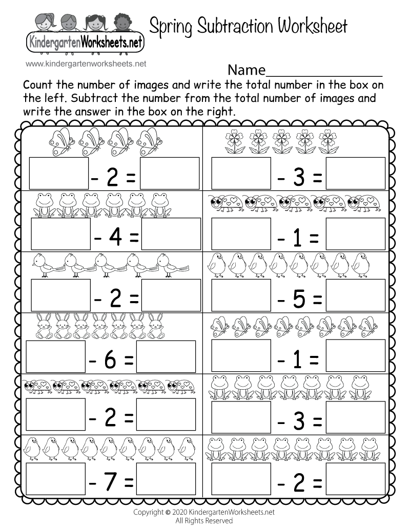 Free Printable Spring Subtraction Worksheet pertaining to Free Printable Subtraction Worksheets