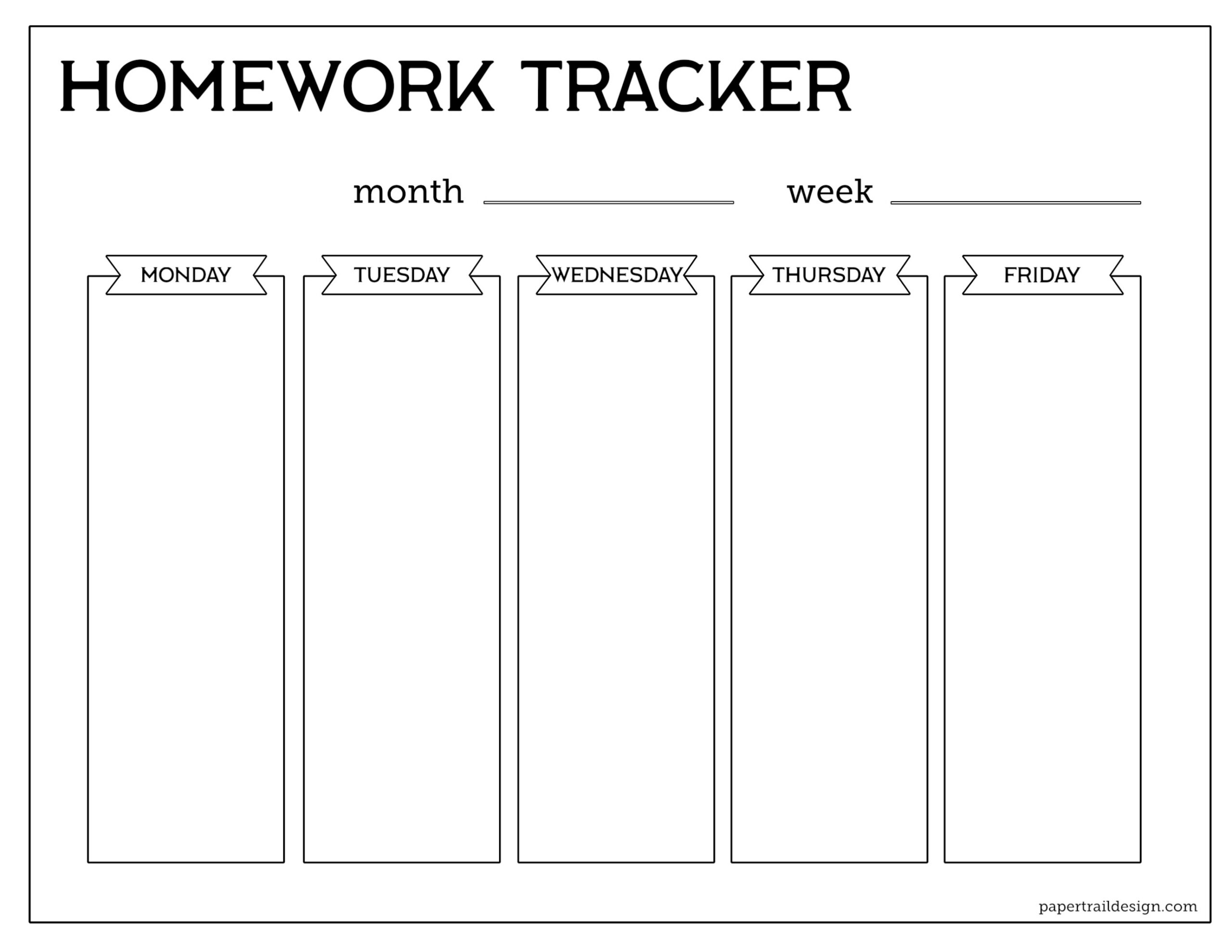 Free Printable Student Homework Planner Template - Paper Trail intended for Free Printable Homework Templates