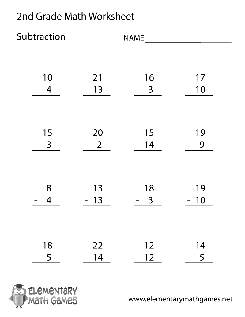 Free Printable Subtraction Worksheet For Second Grade - Worksheets regarding Free Printable Subtraction Worksheets For 2Nd Grade