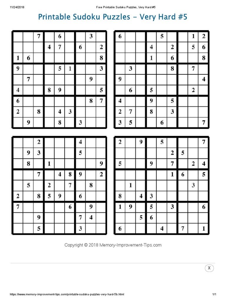Free Printable Sudoku Puzzles, Very Hard #5 | Pdf - Worksheets Library within Free Printable Sudoku