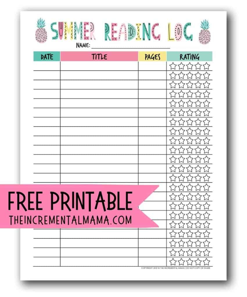 Free Printable Summer Reading Log To Encourage Reading within Free Printable Reading Log