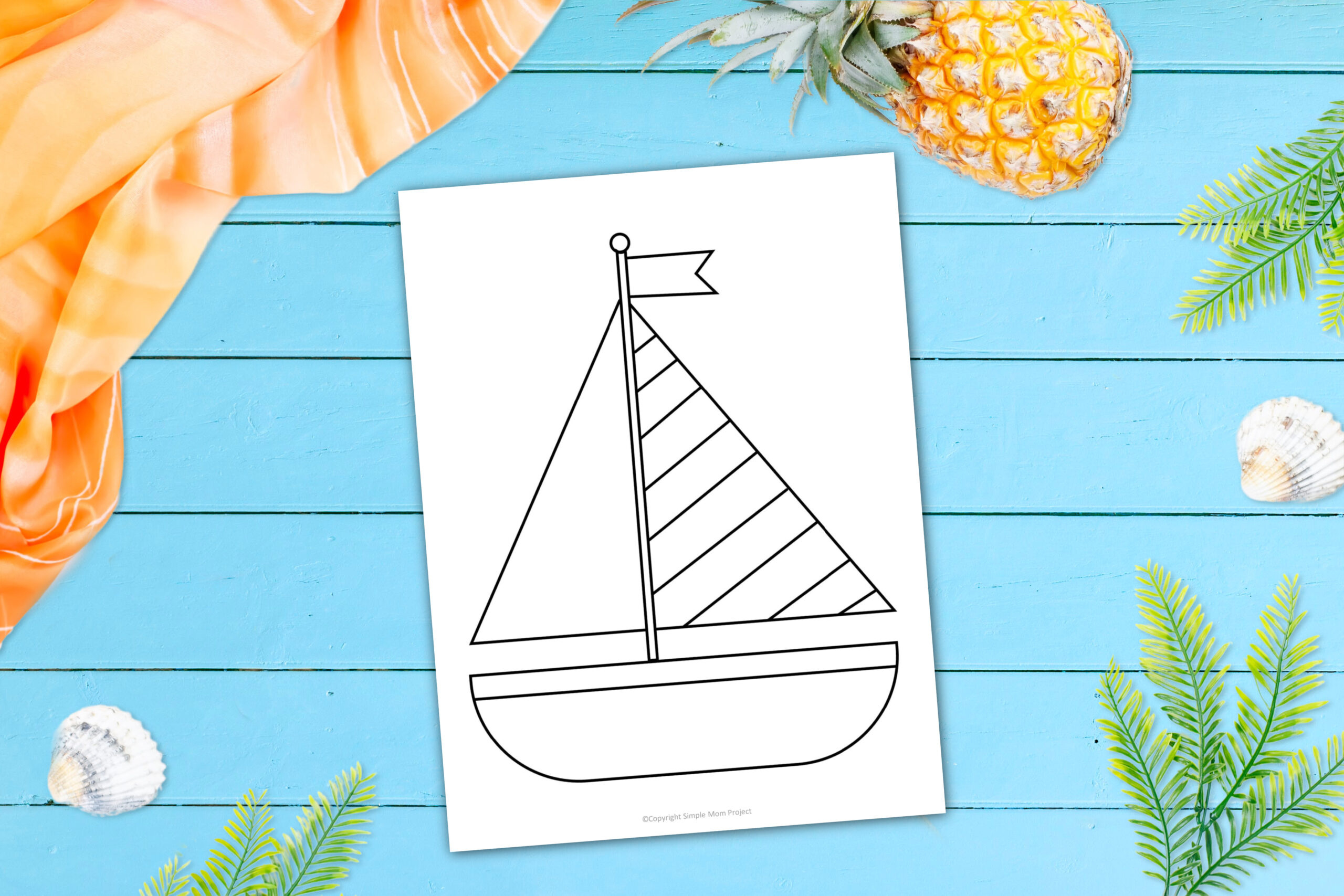 Free Printable Summer Sailboat Template - Simple Mom Project in Free Printable Sailboat Template