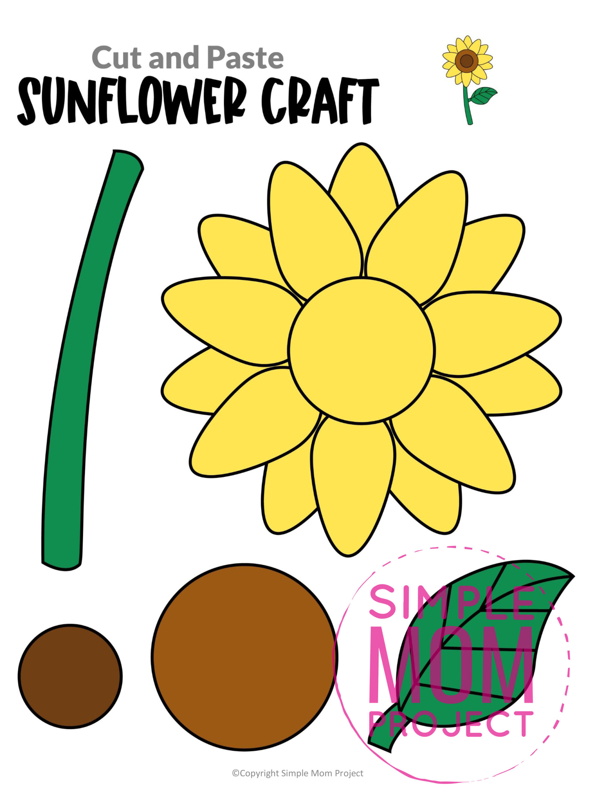 Free Printable Sunflower Craft Template - Simple Mom Project with regard to Free Printable Sunflower Template