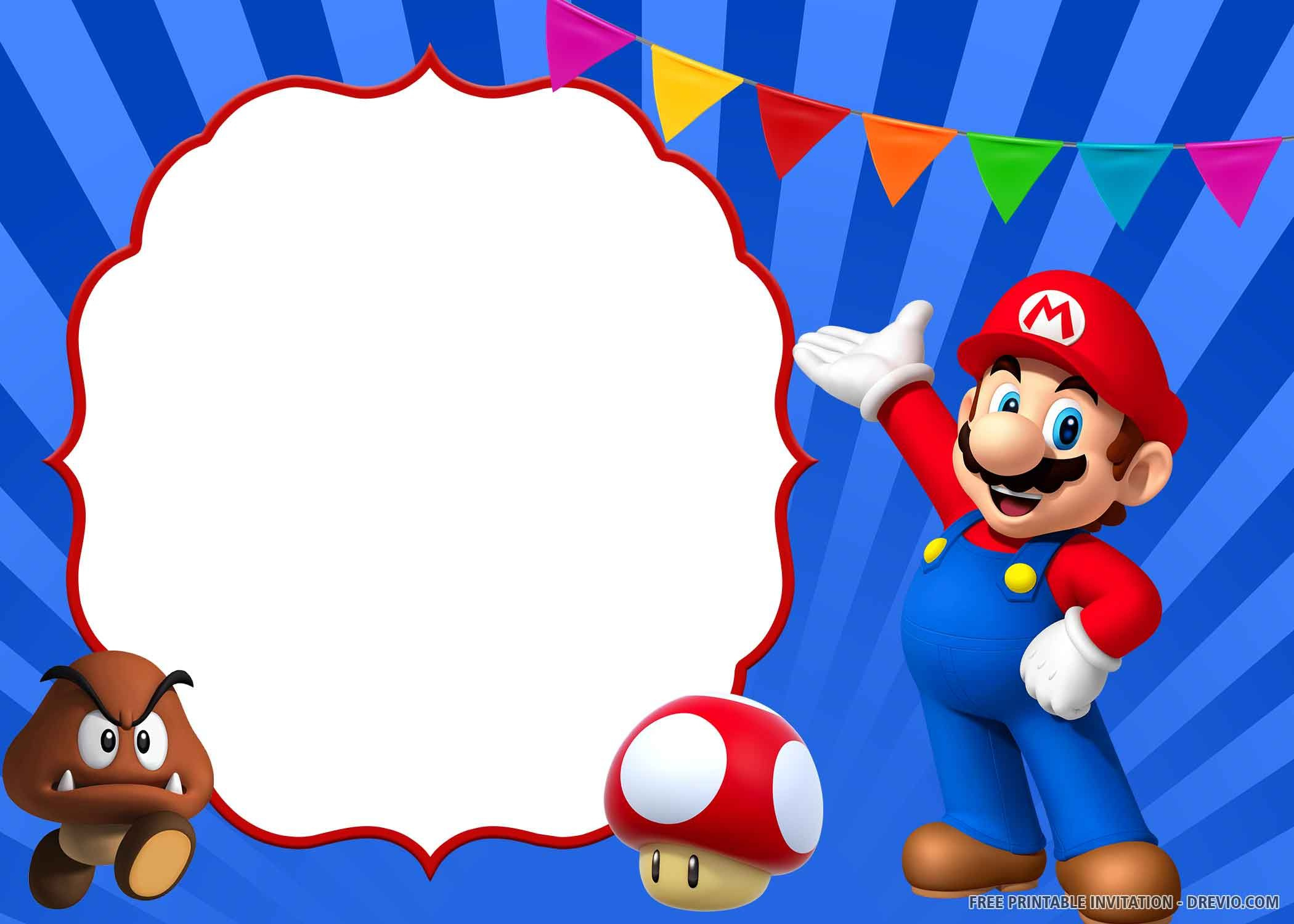 Free Printable) – Super Mario Birthday Invitation Templates with regard to Free Printable Super Mario Bros Invitations