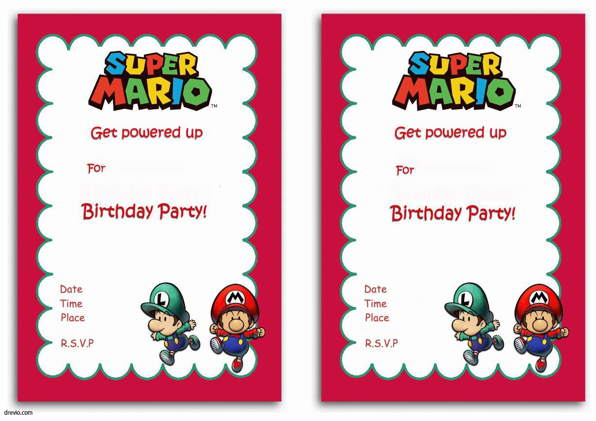 Free Printable Super Mario Bros Invitation Template - Worksheets with Free Printable Super Mario Bros Invitations