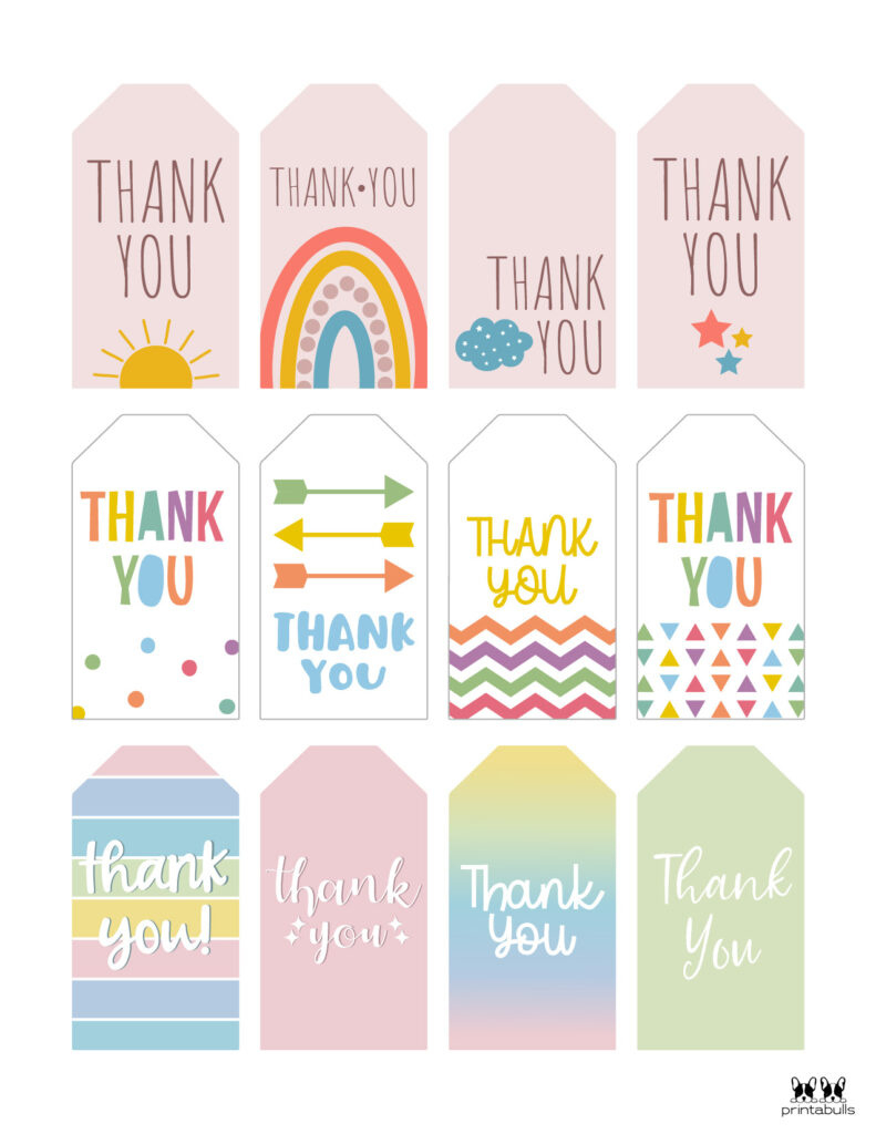 Free Printable Thank You Tags - 300 Tags | Printabulls for Free Printable Thank You Tags