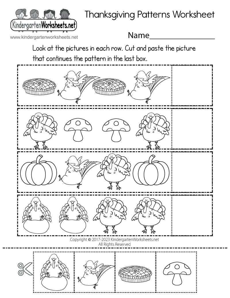 Free Printable Thanksgiving Patterns Worksheet pertaining to Free Printable Thanksgiving Worksheets