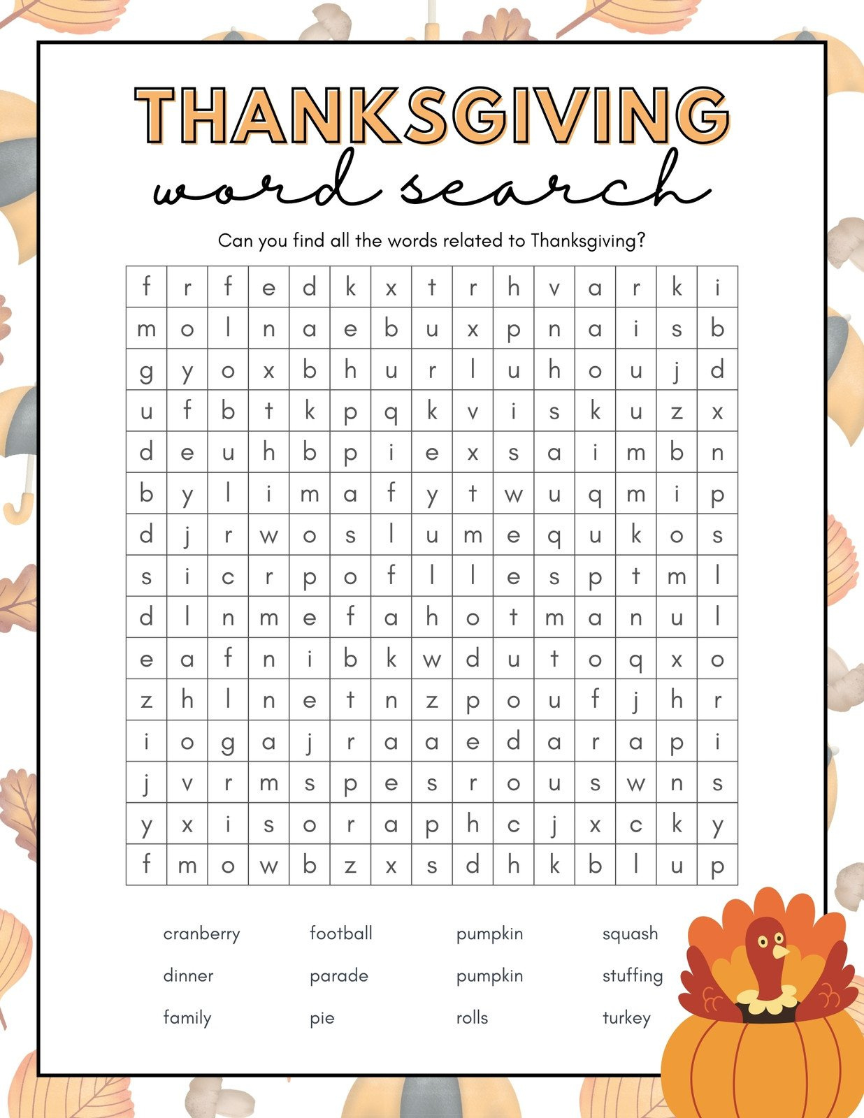 Free Printable Thanksgiving Worksheet Templates | Canva throughout Free Printable Thanksgiving Worksheets For Middle School