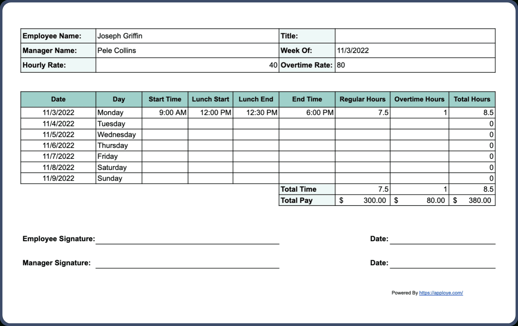 Free Printable Timesheet Templates (Excel, Word, Pdf) in Timesheet Template Free Printable