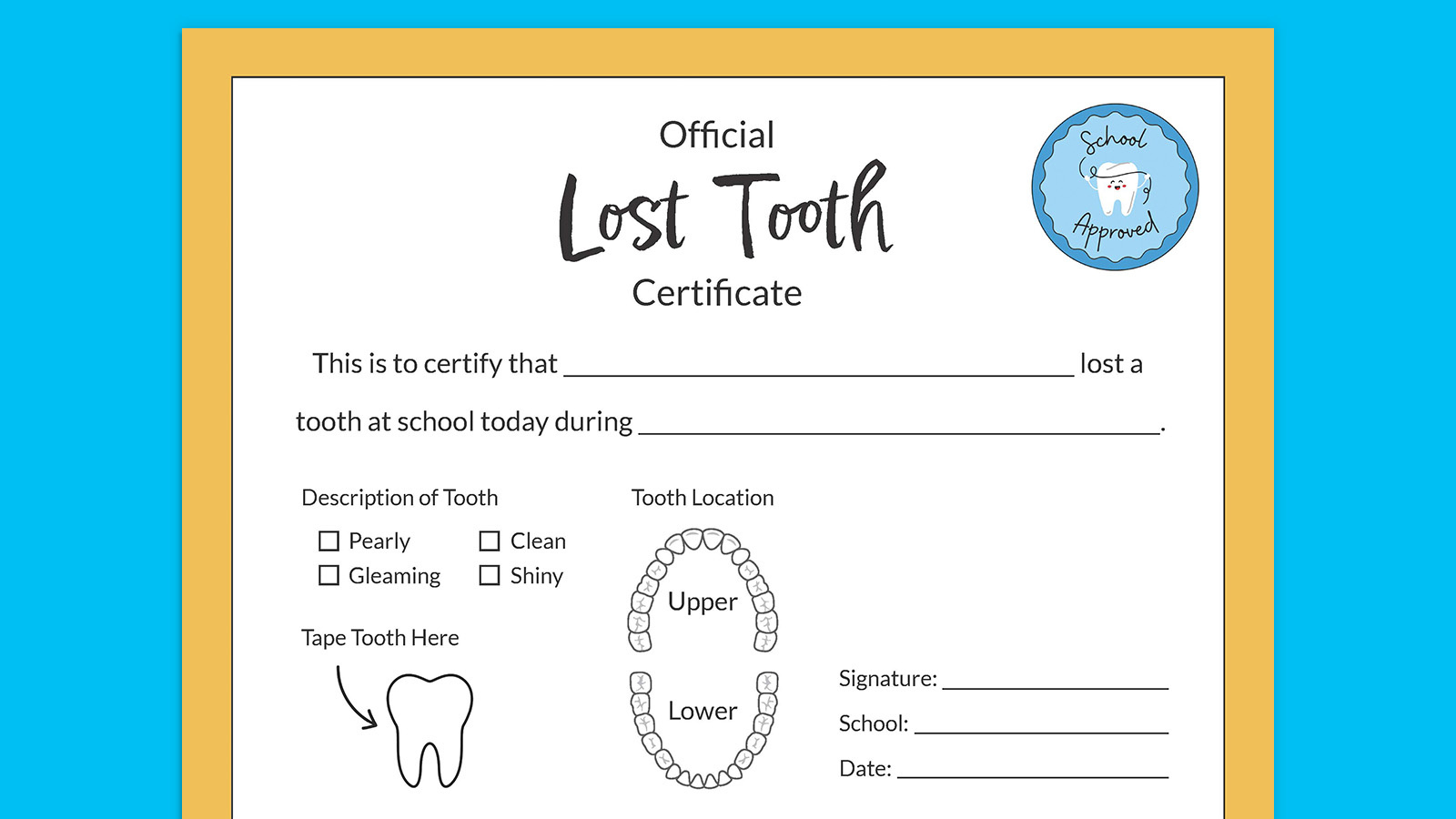 Free Printable Tooth Fairy Letters And Lost Tooth Certificate throughout Free Printable First Lost Tooth Certificate