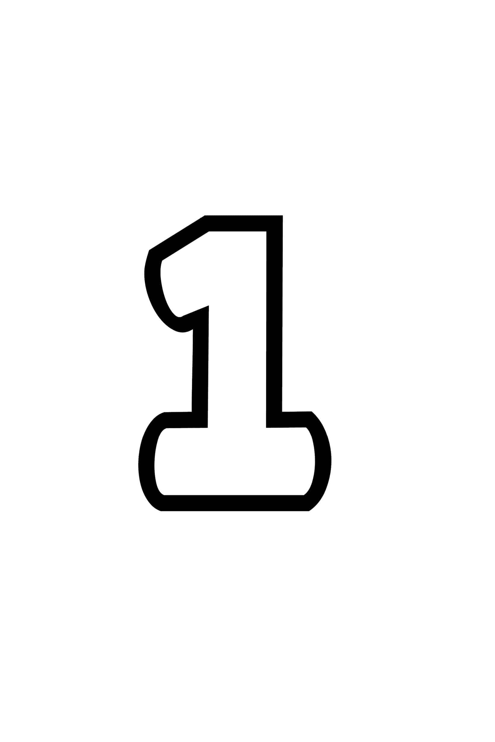 Free Printable Tracing Numbers: Bubble Number 1 in Free Printable Bubble Numbers