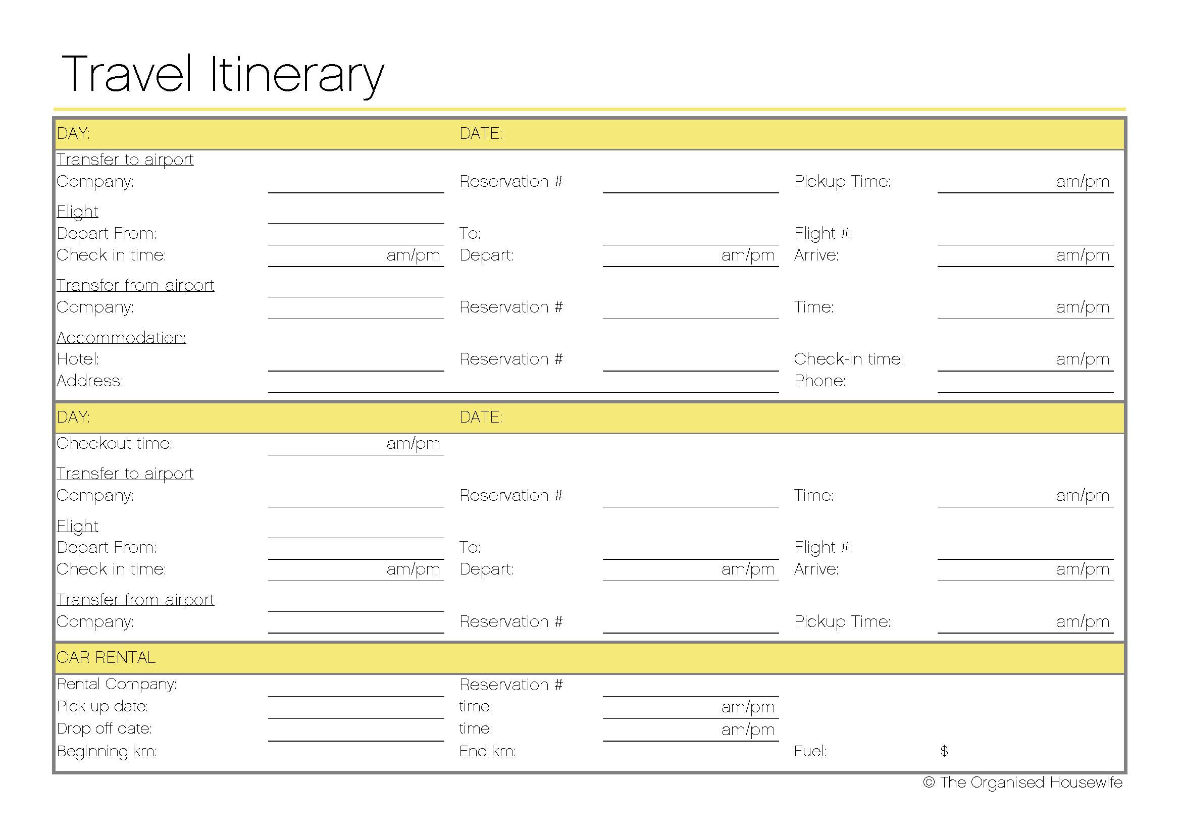 Free Printable - Travel Itinerary with Free Printable Itinerary