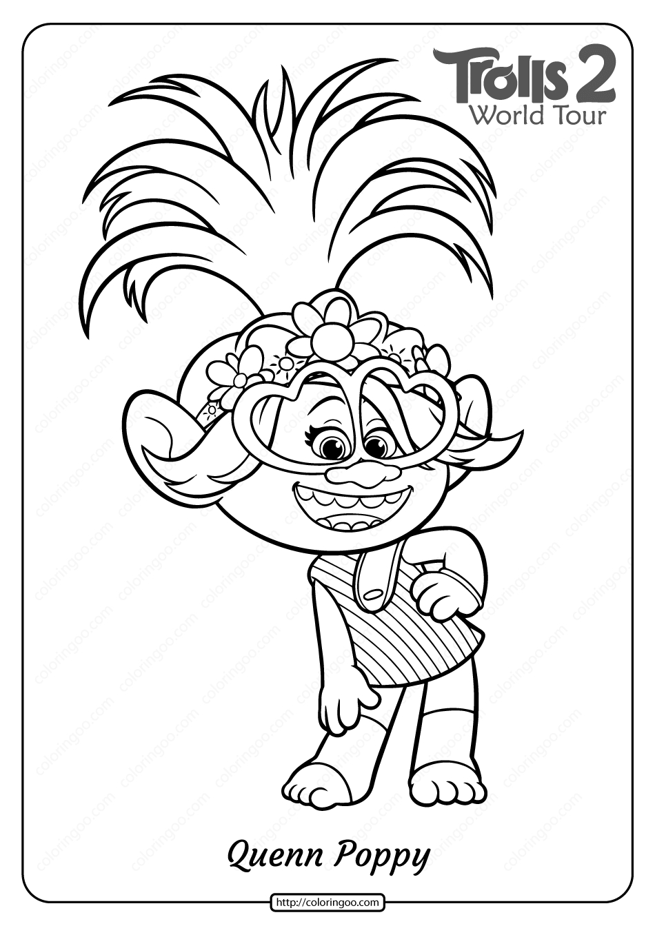Free Printable Trolls 2 Queen Poppy Coloring Page - Worksheets Library regarding Free Printable Trolls