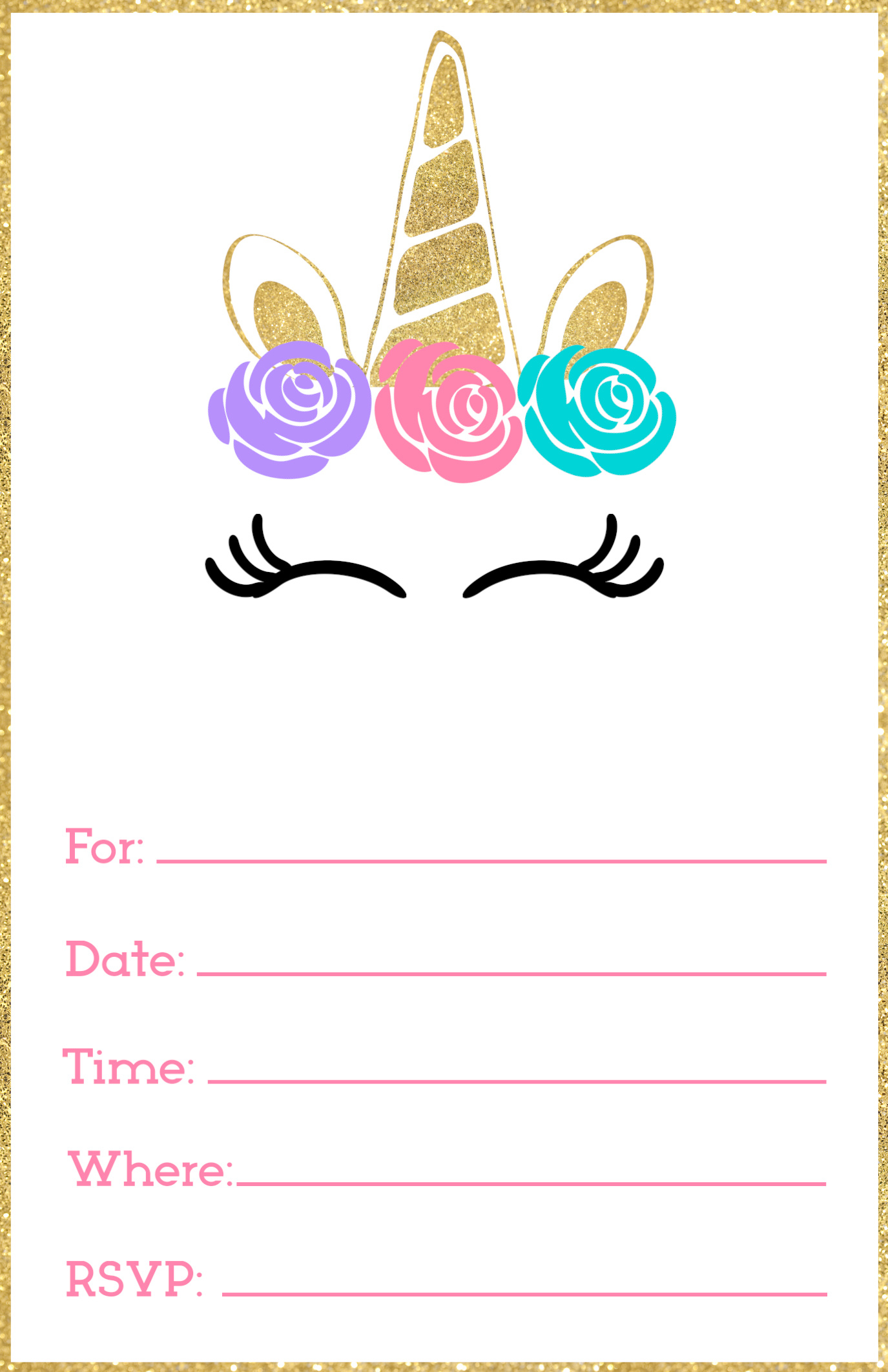 Free Printable Unicorn Invitations Template - Paper Trail Design regarding Free Printable Party Invitations