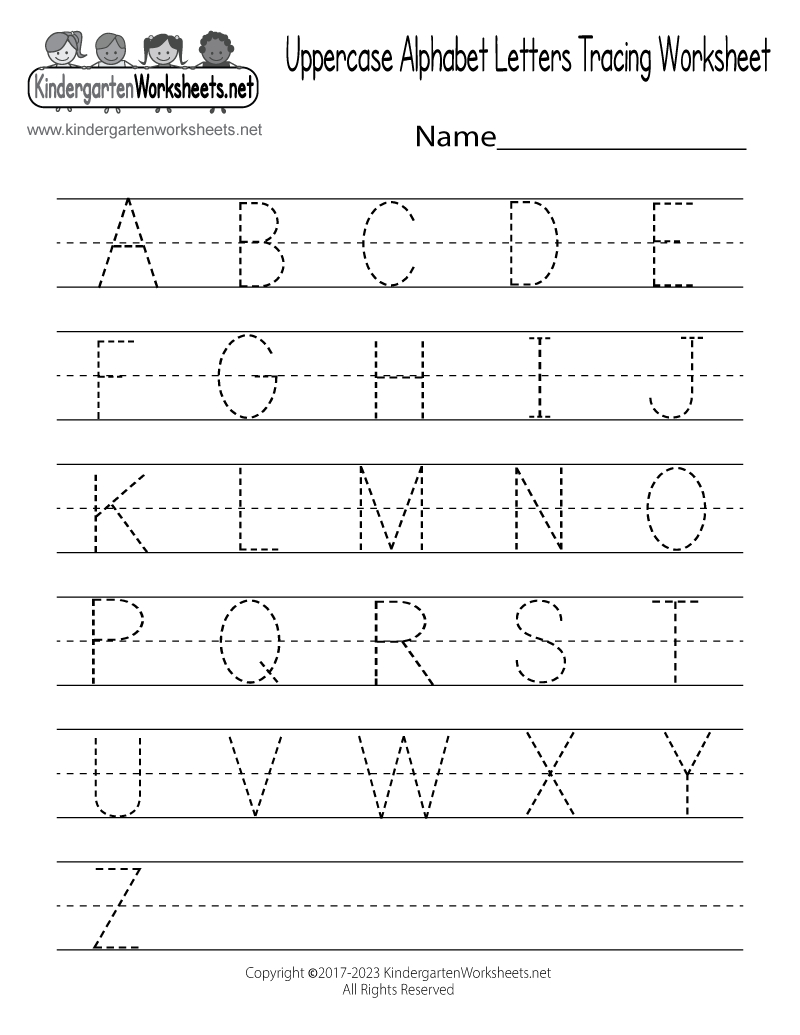 Free Printable Uppercase Alphabet Letters Tracing Worksheet in Free Printable Handwriting Sheets For Kindergarten