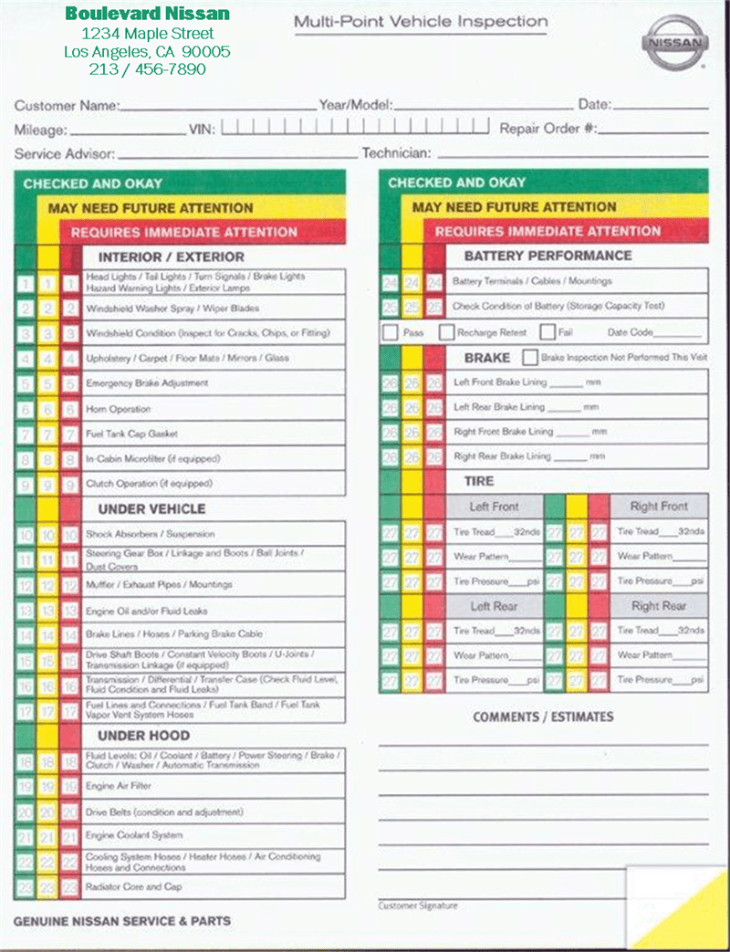 Free Printable Vehicle Inspection Form - Free Download - Printable pertaining to Free Printable Vehicle Inspection Form