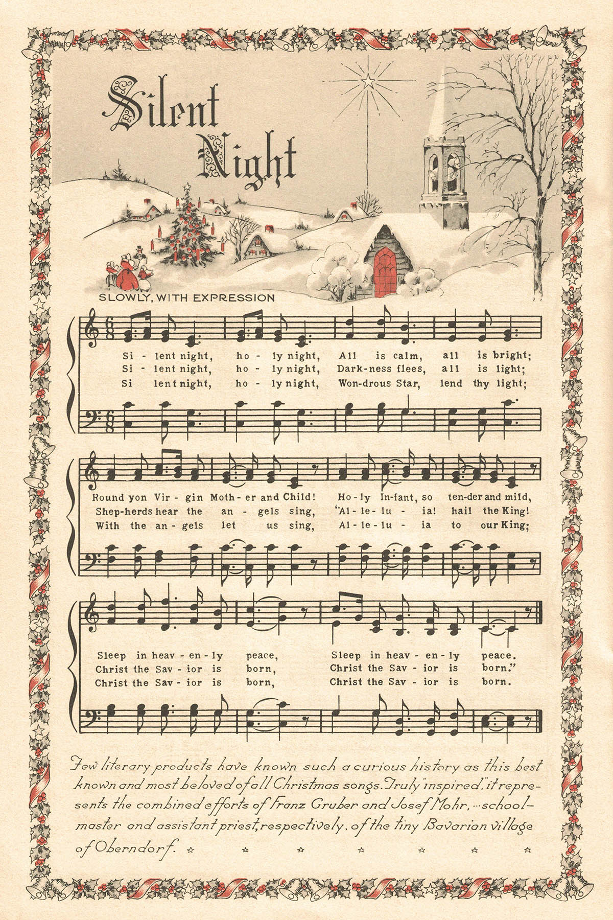 Free Printable Vintage Color Illustration Christmas Carols • Rose in Free Printable Christmas Carols Booklet