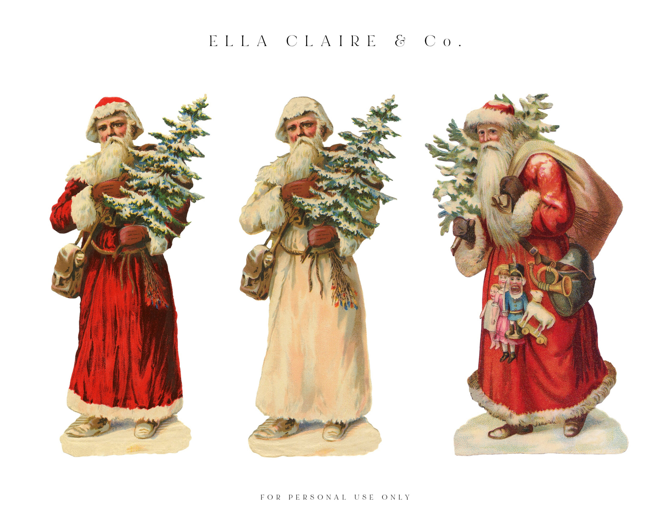 Free Printable Vintage Santas - Ella Claire &amp;amp; Co. with Free Printable Vintage Christmas Images