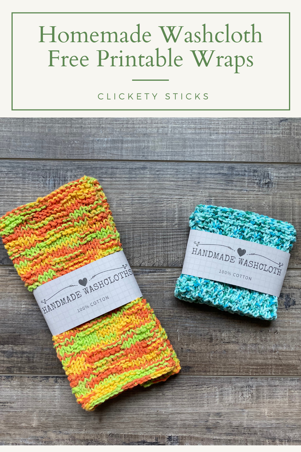 Free Printable Washcloth Wraps — Clickety Sticks for Free Printable Dishcloth Wrappers