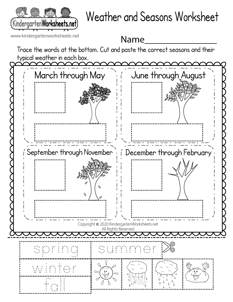 Free Printable Weather And Seasons Worksheet pertaining to Free Printable Seasons Worksheets For Kindergarten