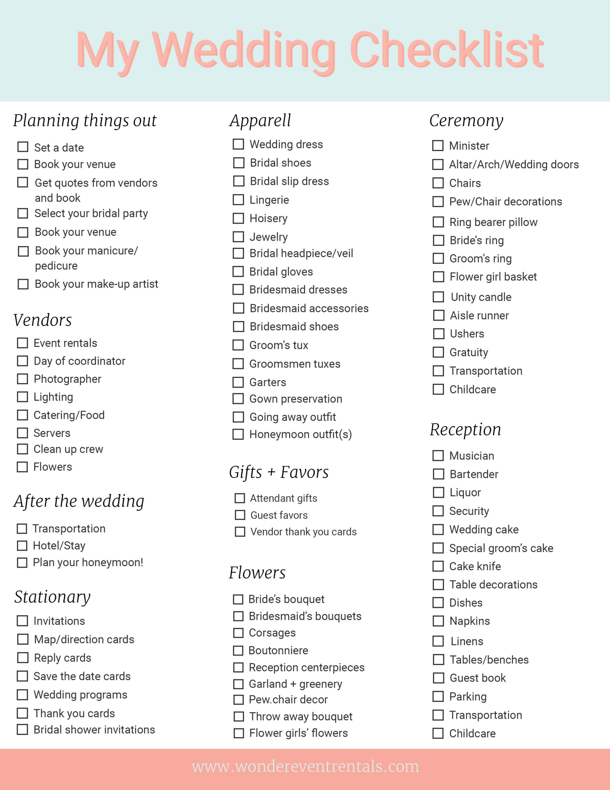 Free Printable Wedding Checklist - Worksheets Library regarding Free Printable Wedding Checklist