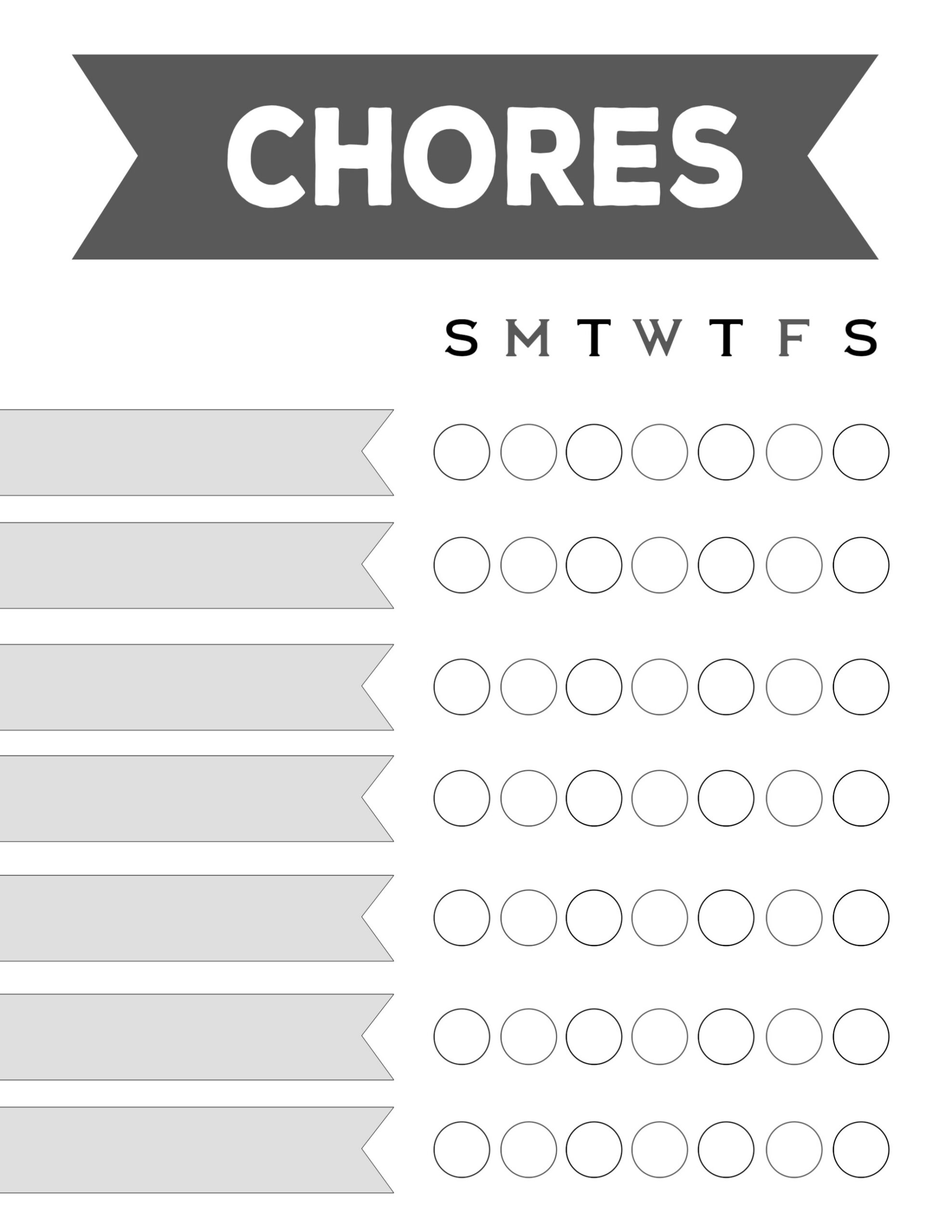 Free Printable Weekly Chore Charts - Paper Trail Design within Free Printable Charts