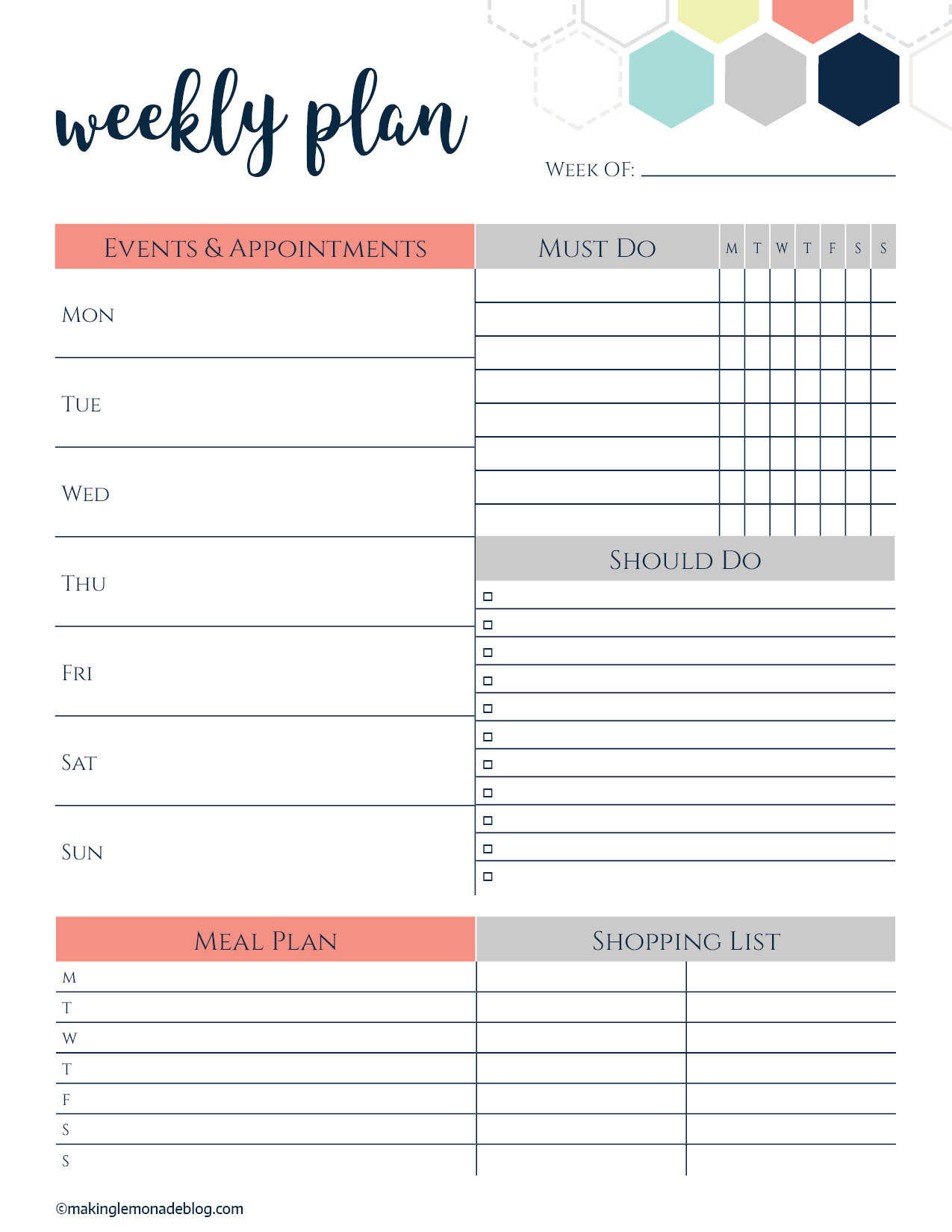 Free Printable Weekly Planner pertaining to Free Printable Weekly Schedule