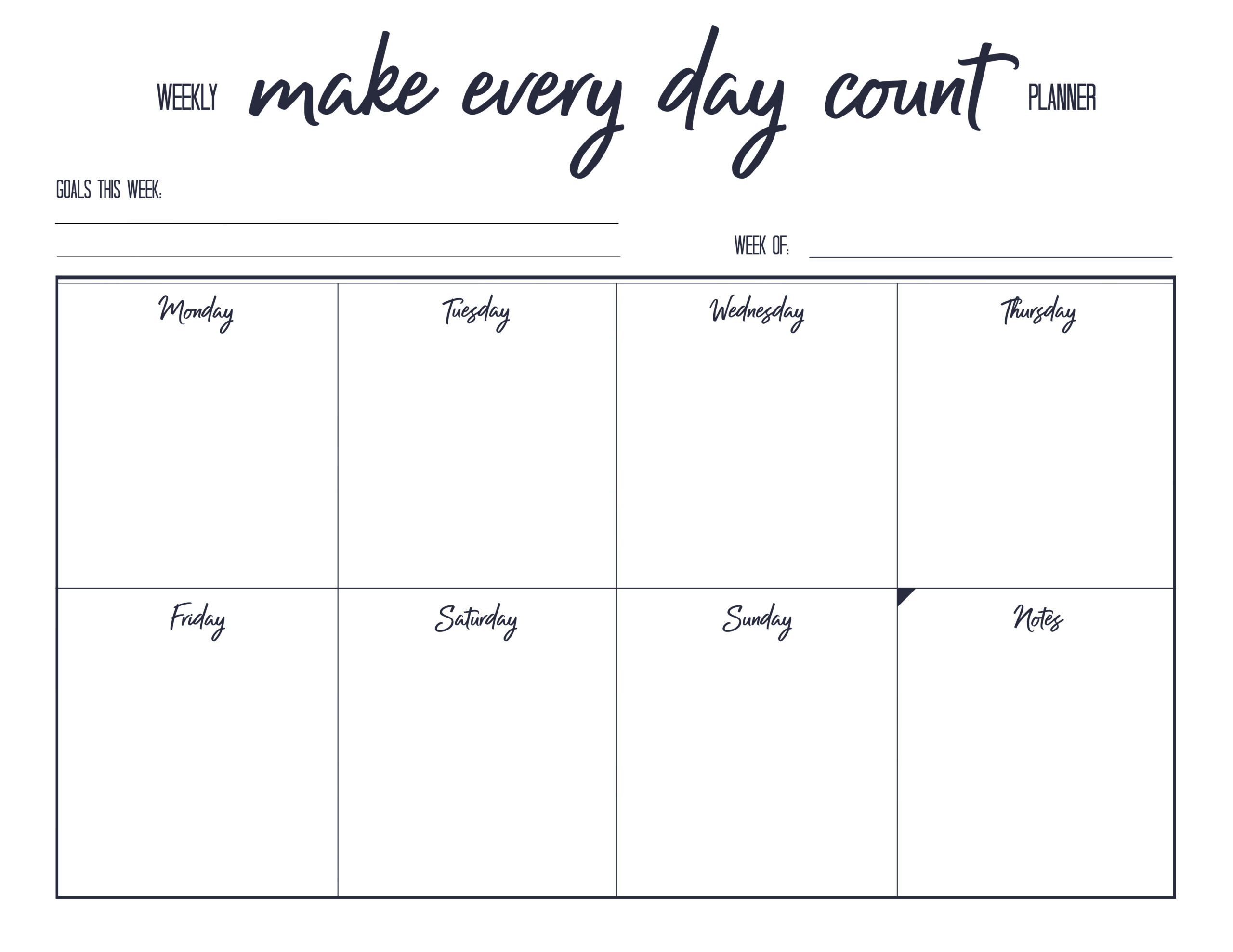 Free Printable Weekly Planner | The Happy Housie intended for Free Printable Weekly Schedule