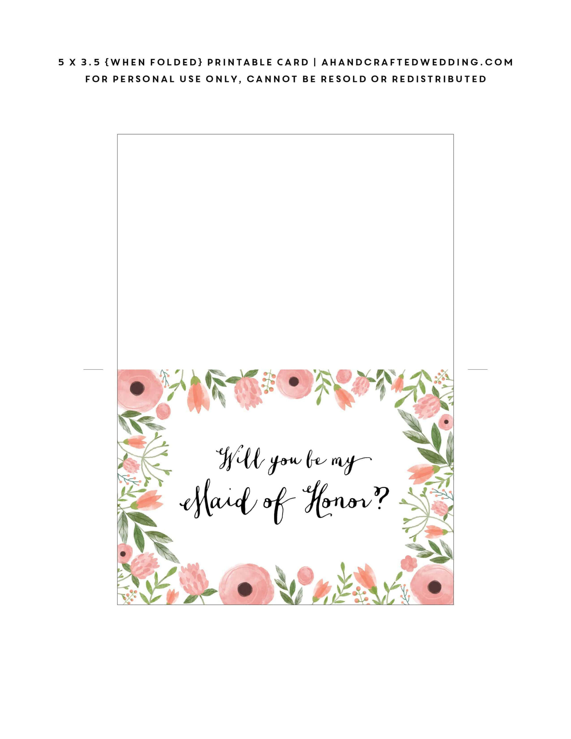 Free Printable Will You Be My Bridesmaid Card | Mountain Modern Life % intended for Free Printable Will You Be My Maid Of Honor Card