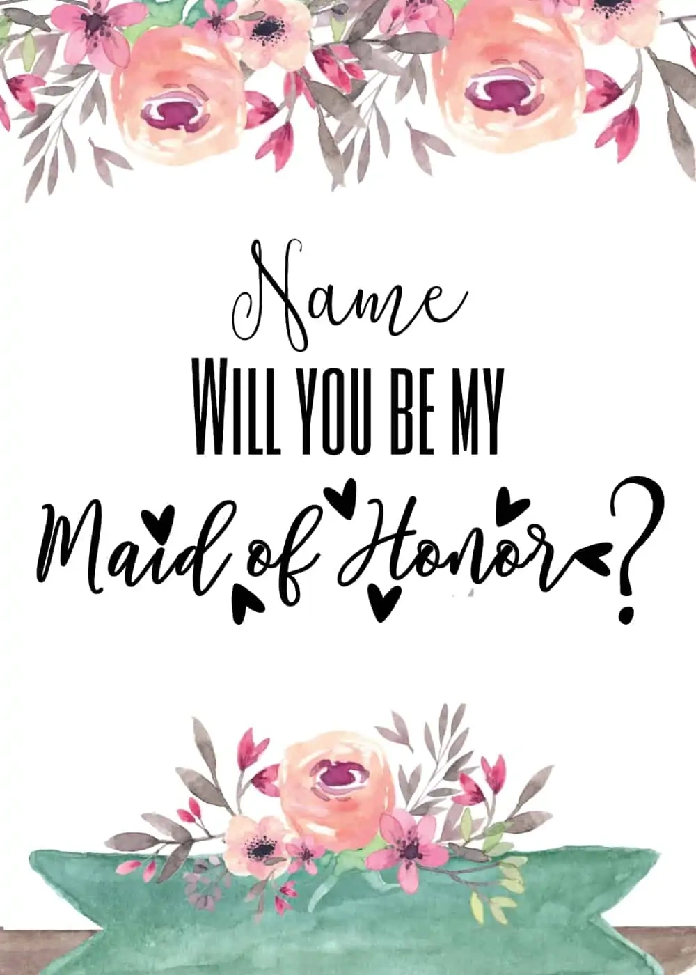 Free Printable Will You Be My Bridesmaid Cards And Ideas intended for Free Printable Will You Be My Maid Of Honor Card