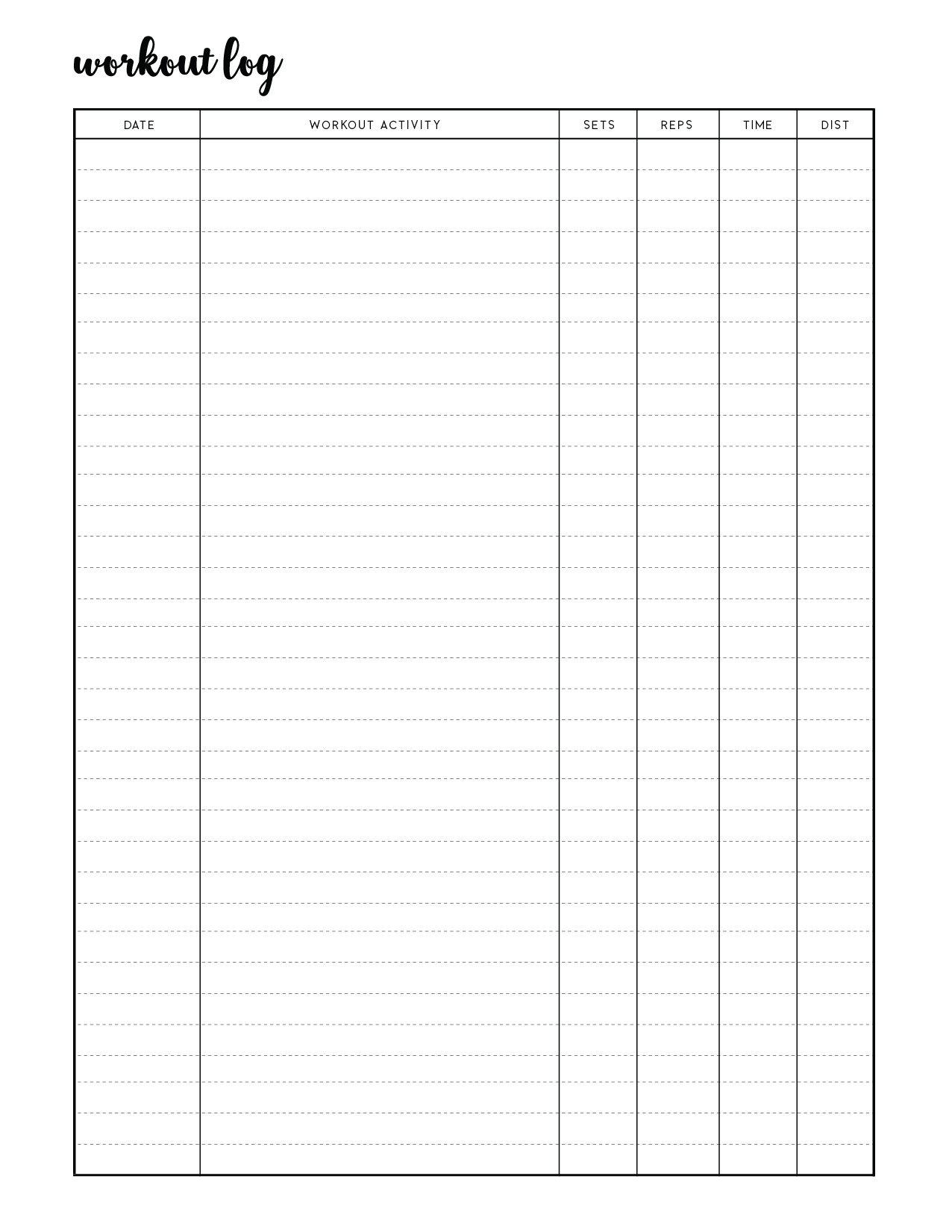 Free Printable Workout Log Sheets - World Of Printables pertaining to Free Printable Workout Log